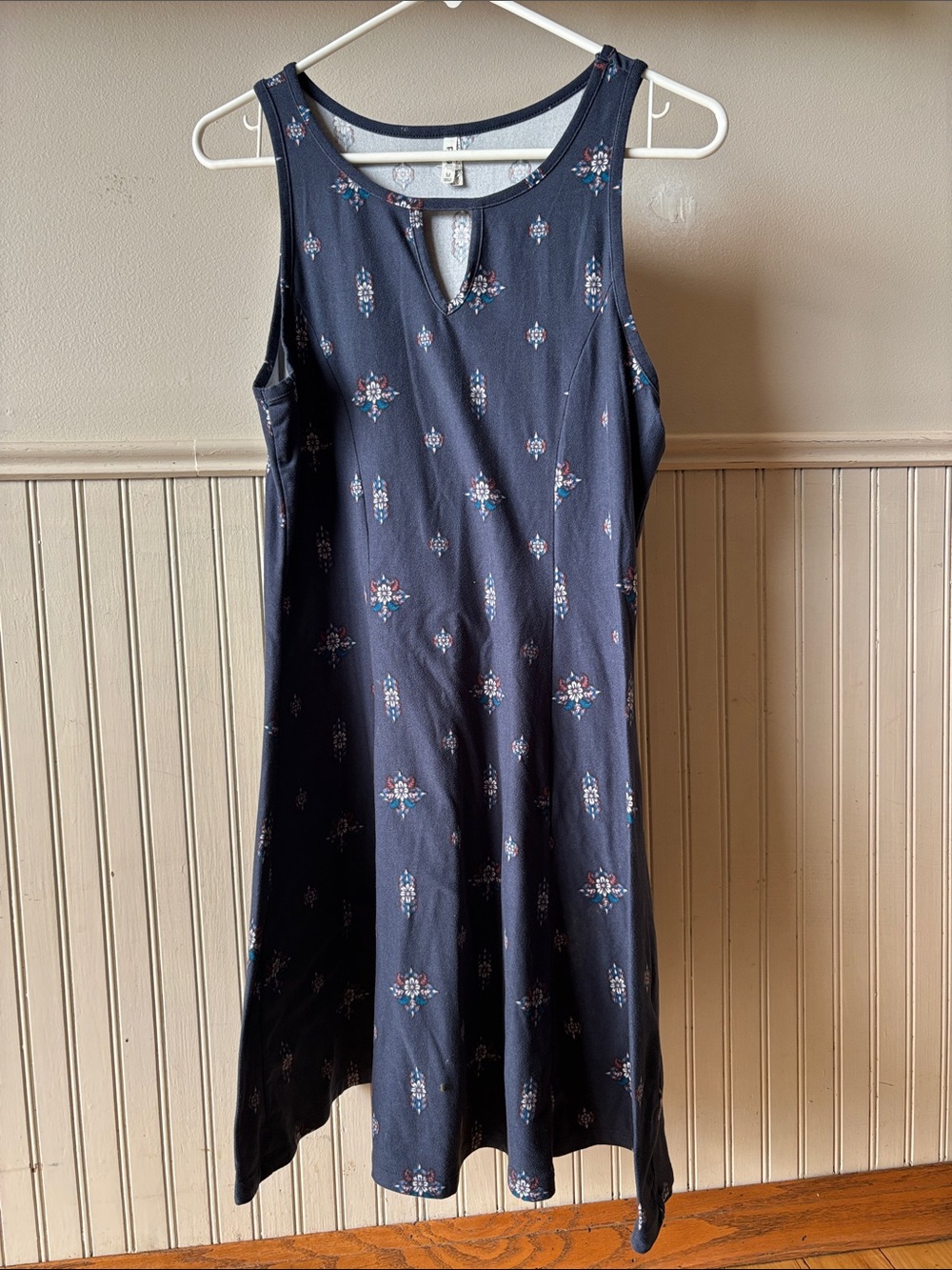Mudd Navy Floral Midi Dress with Keyhole Neck